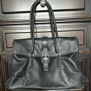 COACH Black Leather Business Tote L3S-5133 Handbag.